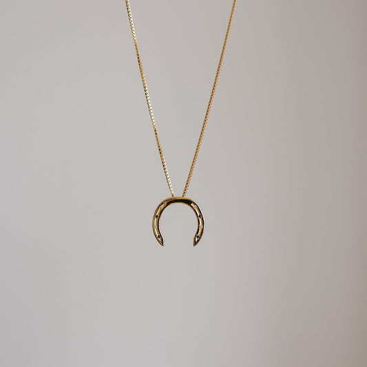 Horseshoe Pendant with Diamonds and Sapphires - Gold-Plated