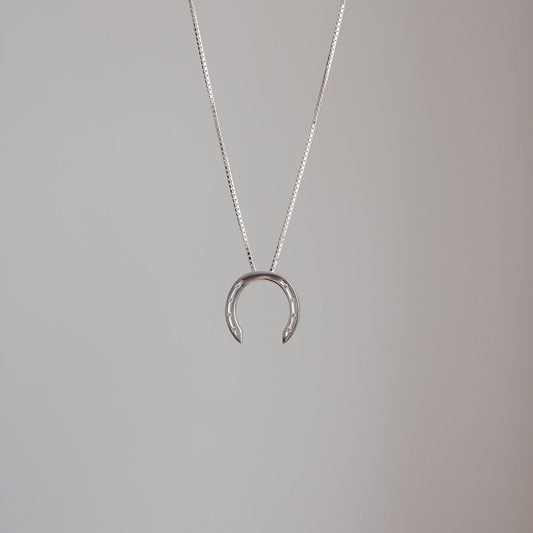 Horseshoe Pendant with Diamonds - Sterling Silver