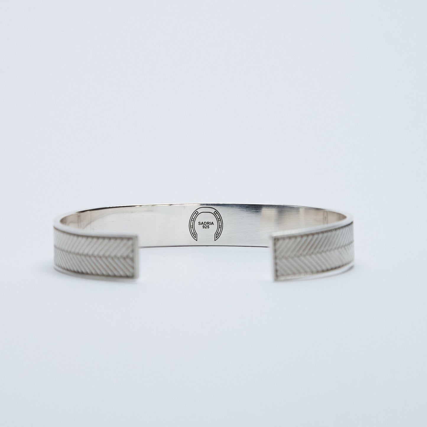 Silver Bracelet with Herringbone Engraving - Narrow